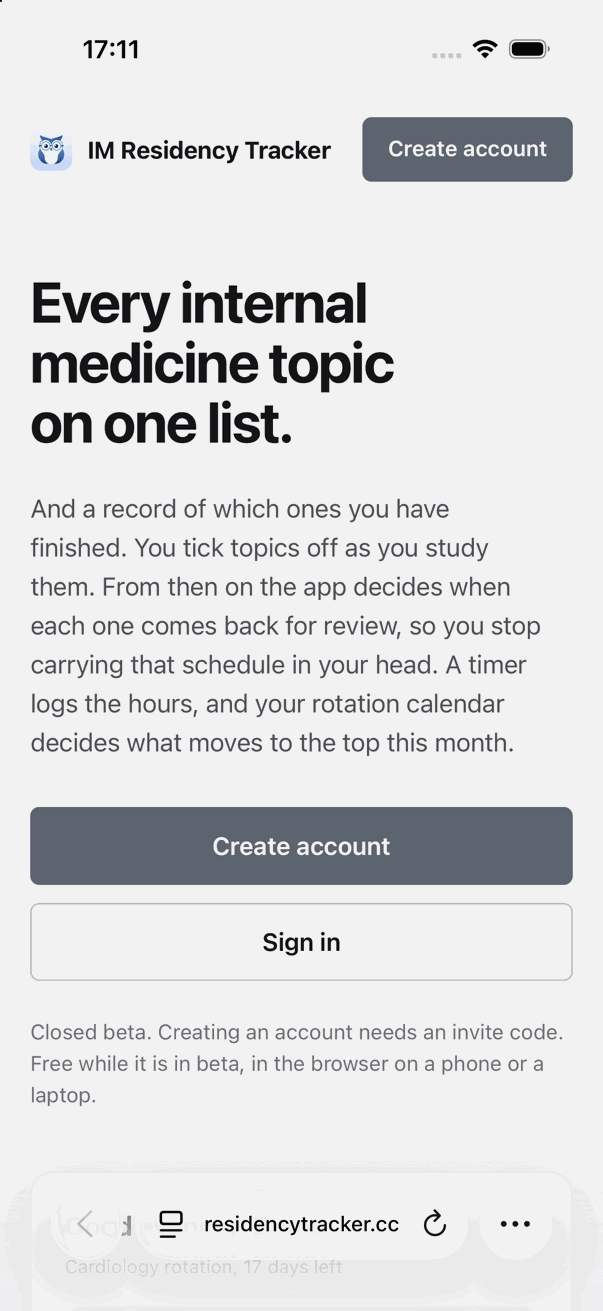 The site open in Safari on an iPhone, with the three-dot button at the bottom right of the screen